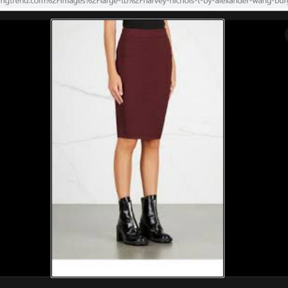 T by ALEXANDER WANG Burgundy Jersey Knit Pencil Skirt XS - Picture 1 of 3